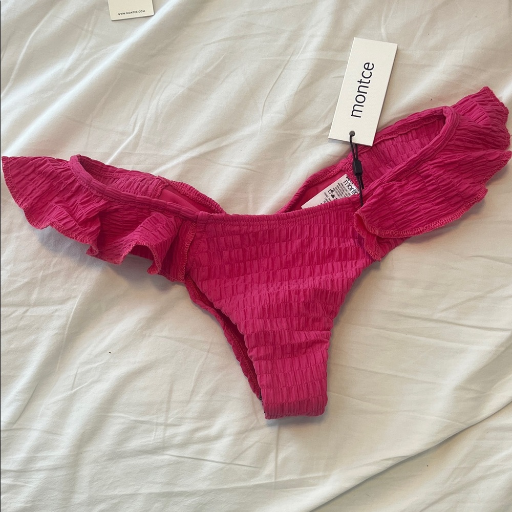 Hot pink Montce Ruffled Swim Bottom NWT size M